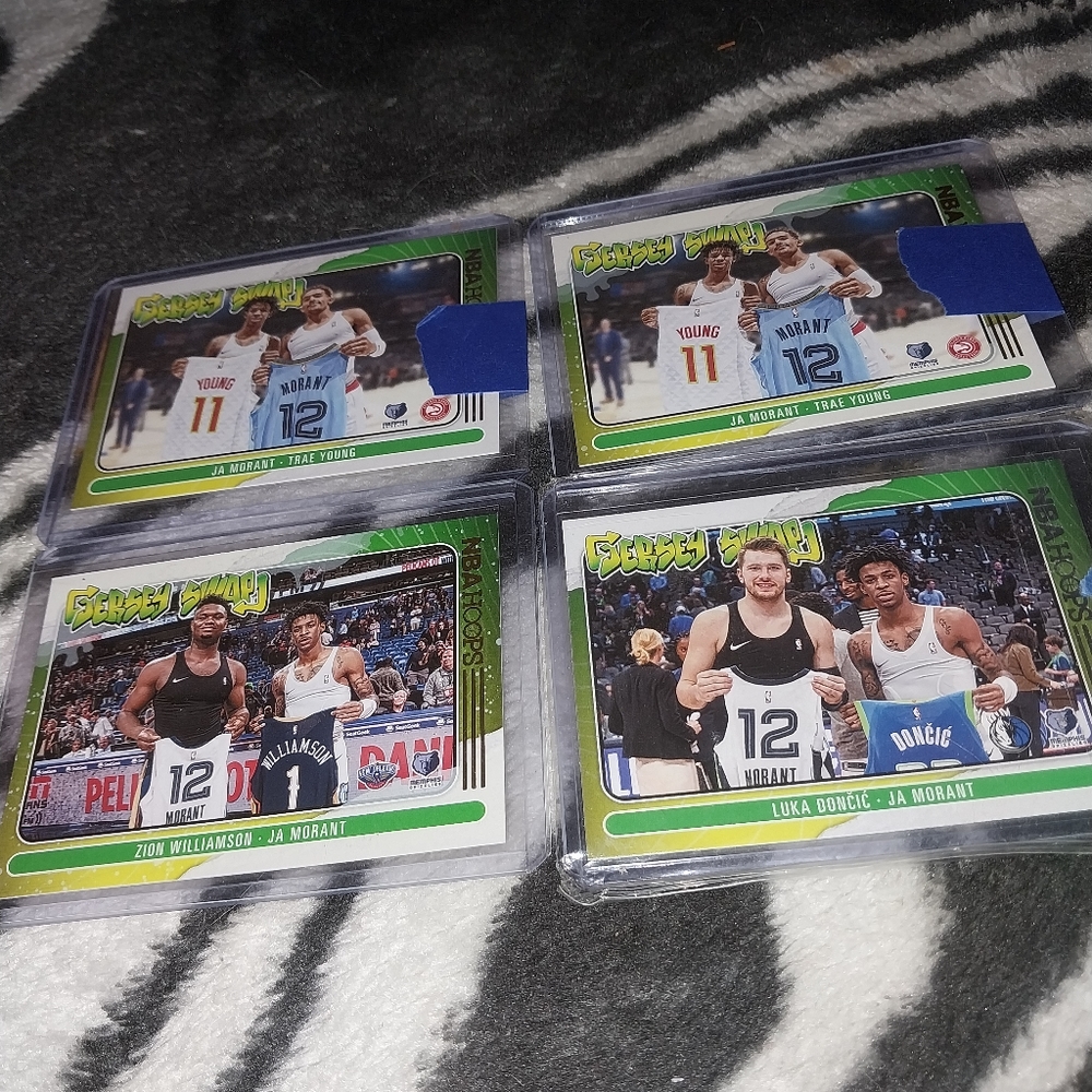 2020-21 NBA Hoops 4 card Ja Morant Jersey Swap Lot